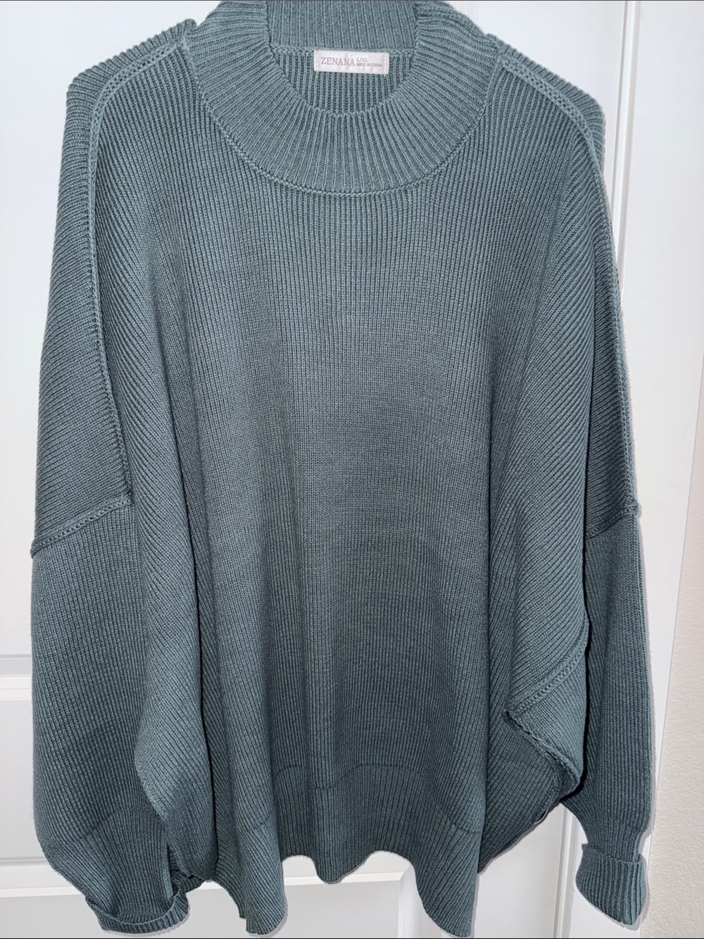 Zenana Outfitters Relaxed Crewneck Sweater in Dusty Teal